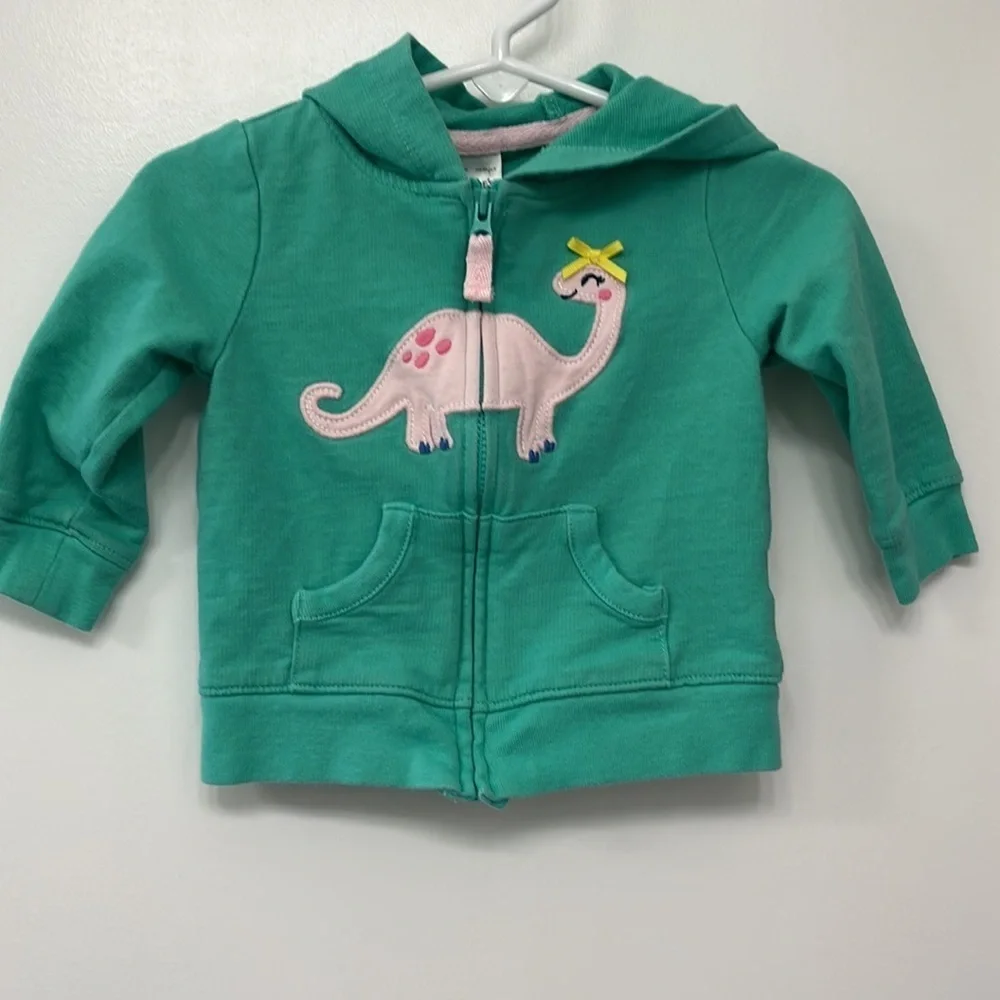 CARTER’S GREEN SWEATSHIRT with a cute Pink DINO size 9 months